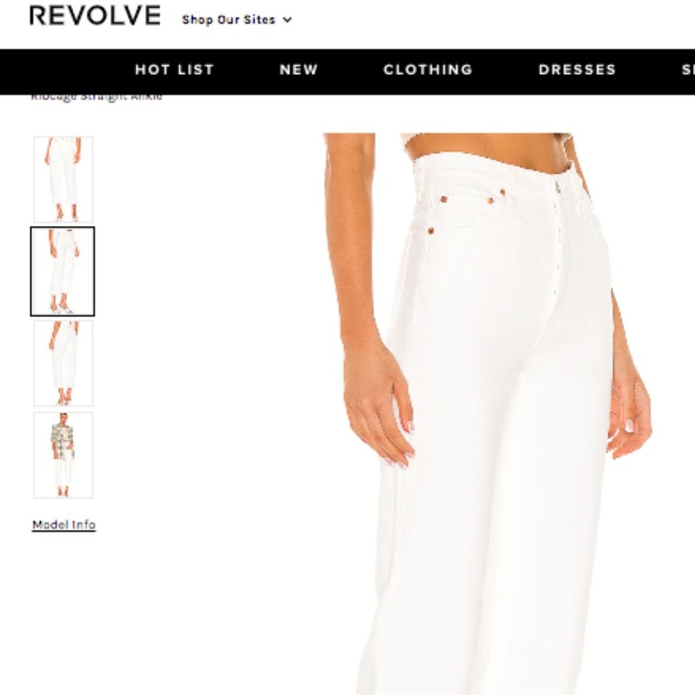 Levi's Ribcage Straight Ankle Jeans White Sz 26